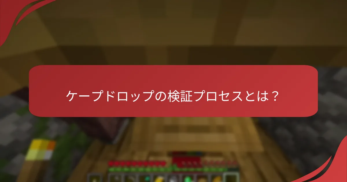 ケープドロップの検証プロセスとは?
